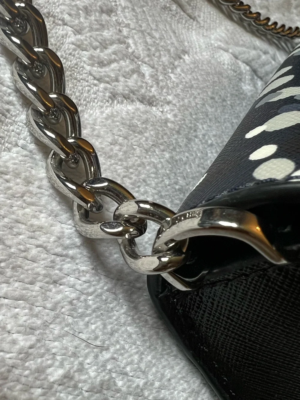 kate spade Black and White Polka Dot Chain Shoulder Bag